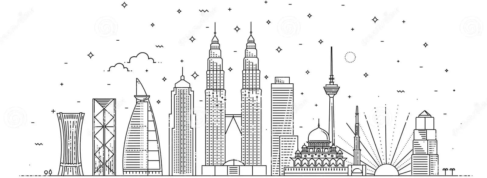 Vector image of Malaysia's landmarks